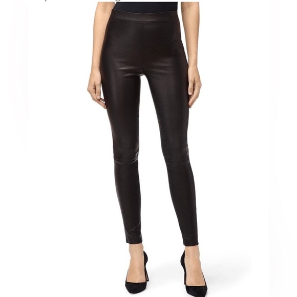 J Brand Black 100% Lamb Leather Pull On High Rise Skinny Pant Legging M - Picture 1 of 10